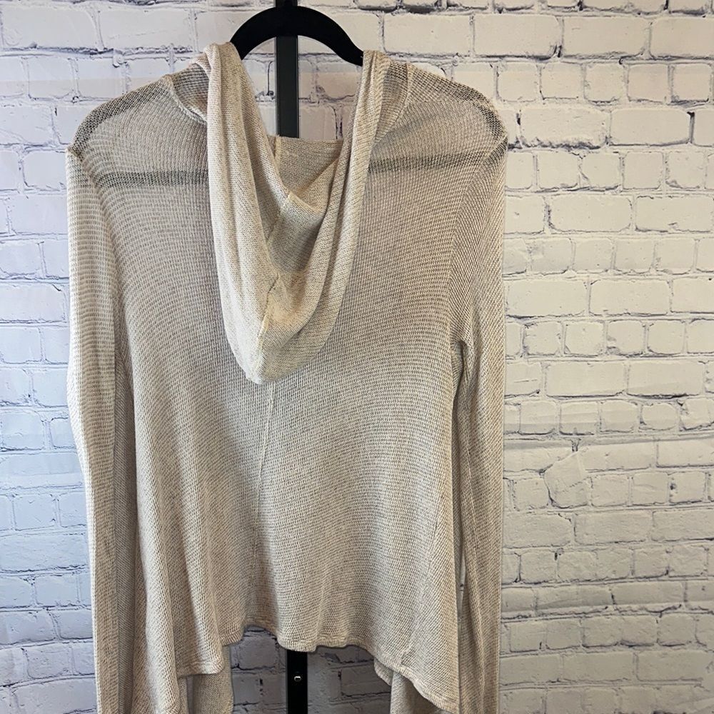 Hollister Light Beige Open-Front Hooded Lightweight Cardigan Sz XS/S - Picture 5 of 5